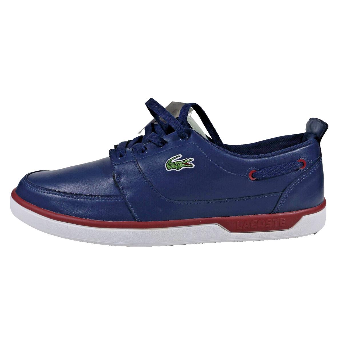 Box Mens Navy Blue and Red Lacoste Topa US Spm Leather Casual Shoes SZ 12