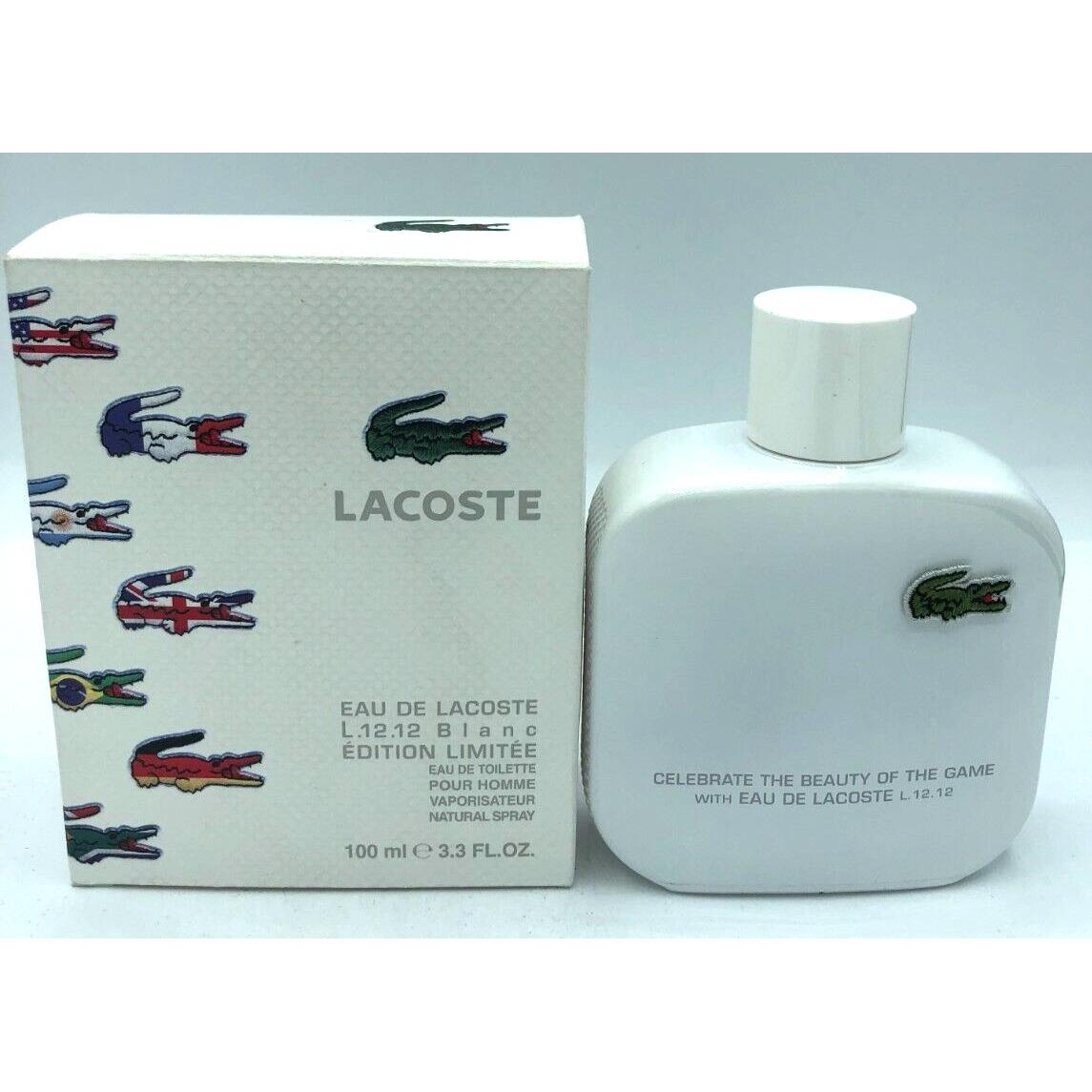 Eau DE Lacoste L.12.12 Blanc Edition Limited 3.3 oz Edt Spray NO Cellophane