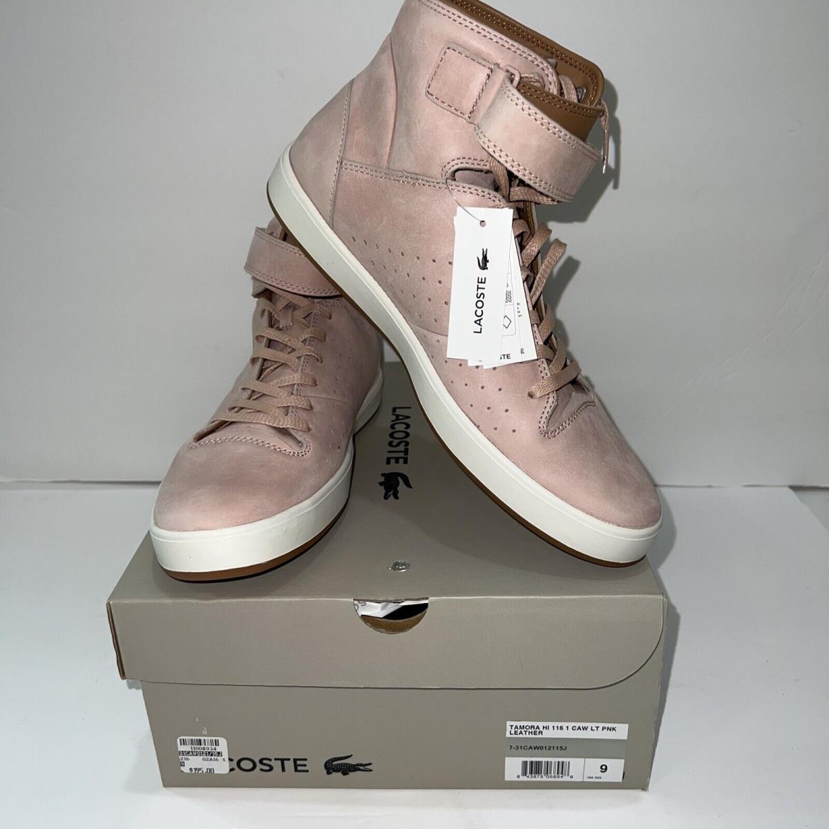 Lacoste Tamora Hi Pink Women`s Leather High Top 7-31CAW012115J Size 9