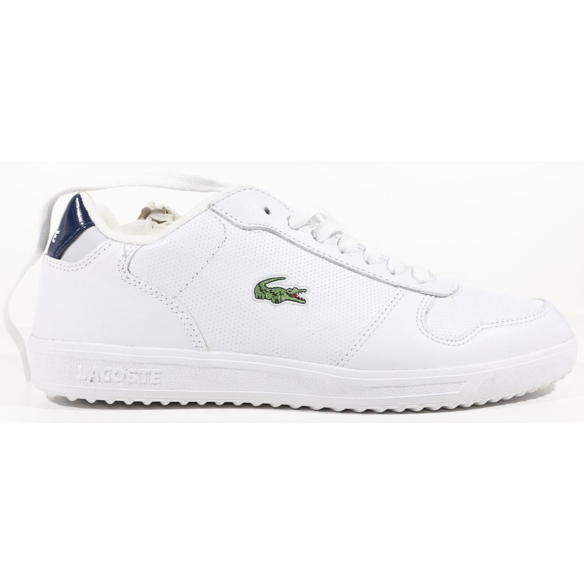 Mens White and Dark Blue Lacoste Jenson Leather Sneakers Shoes SZ 7.5