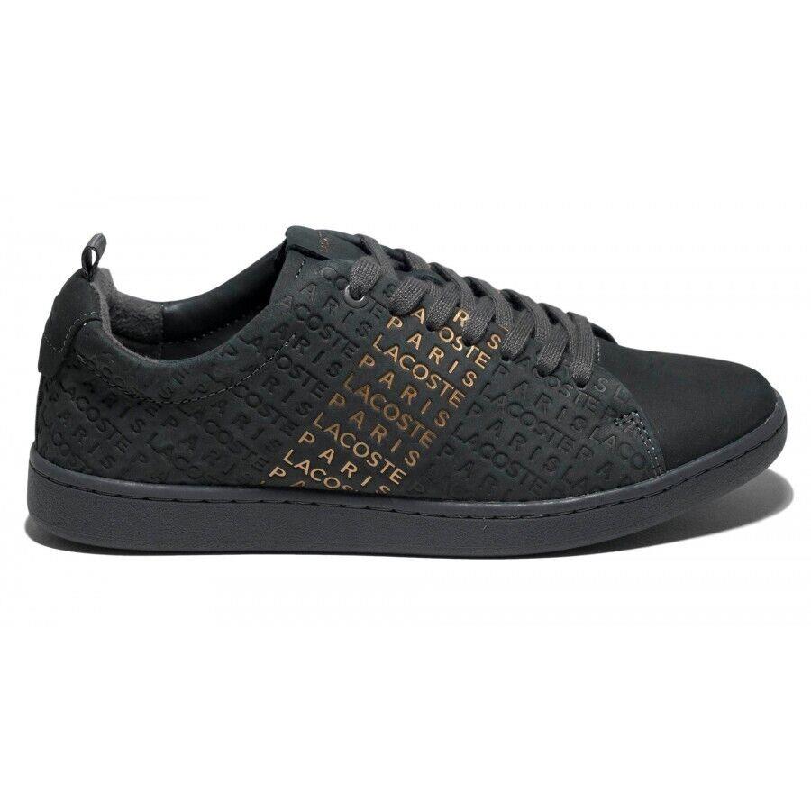 Lacoste Carnaby Evo 319 10 US Sfa Nubuck Dark Gray/gold Women`s Sneakers 7.5