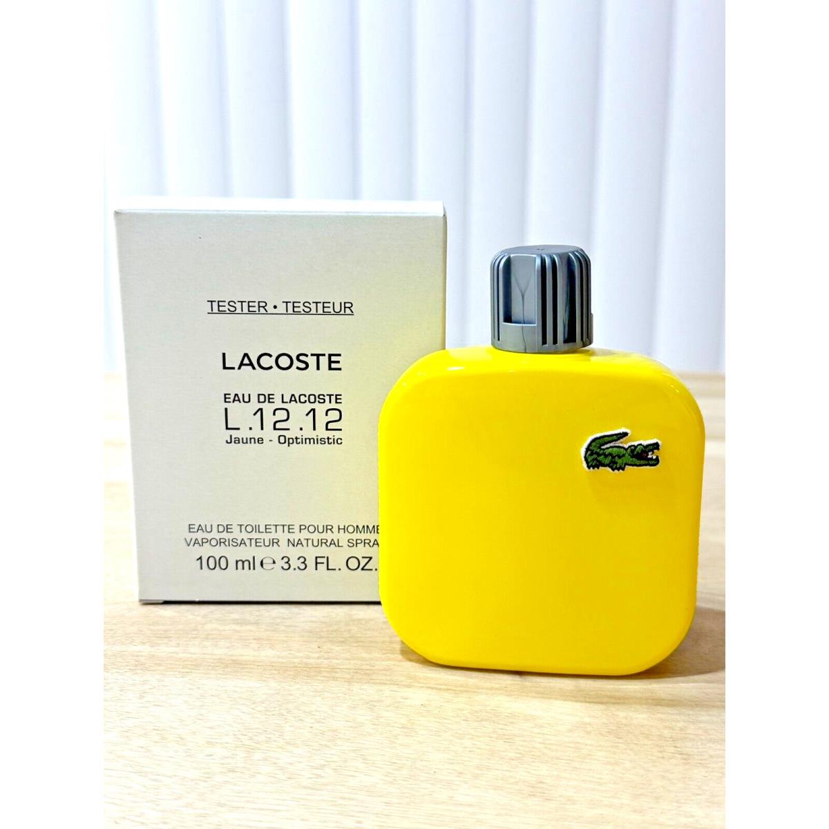 Lacoste Jaune Eau DE Lacoste L.12.12 3.3 OZ 100 ML Tester Box Men