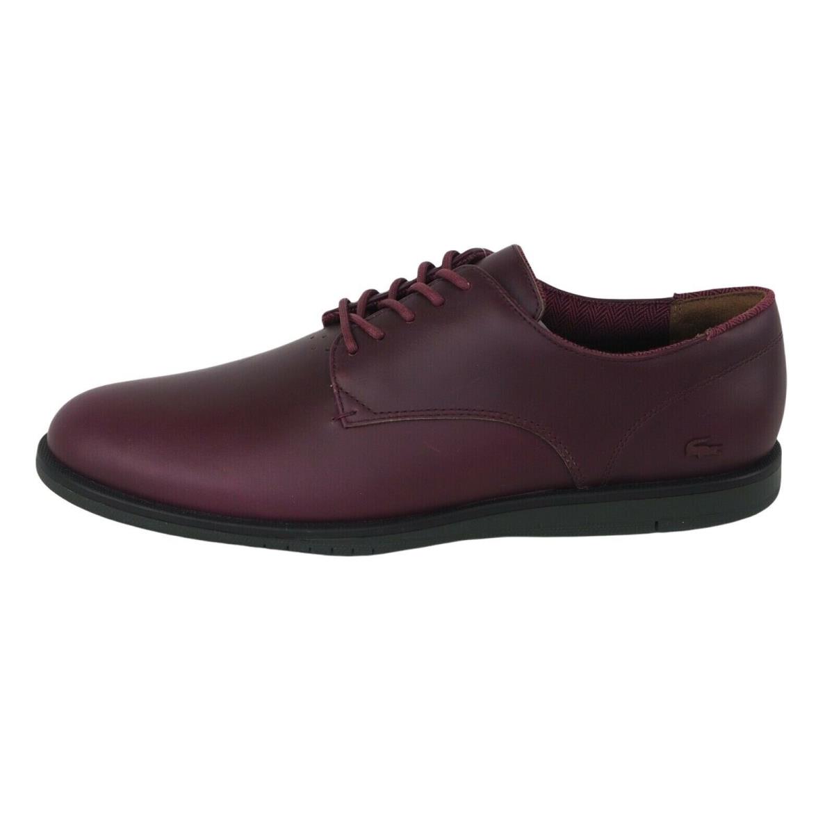 Lacoste Men`s Laccord 417 1 Shoes Oxford Burgundy Casual Comfort Leather Sz 10