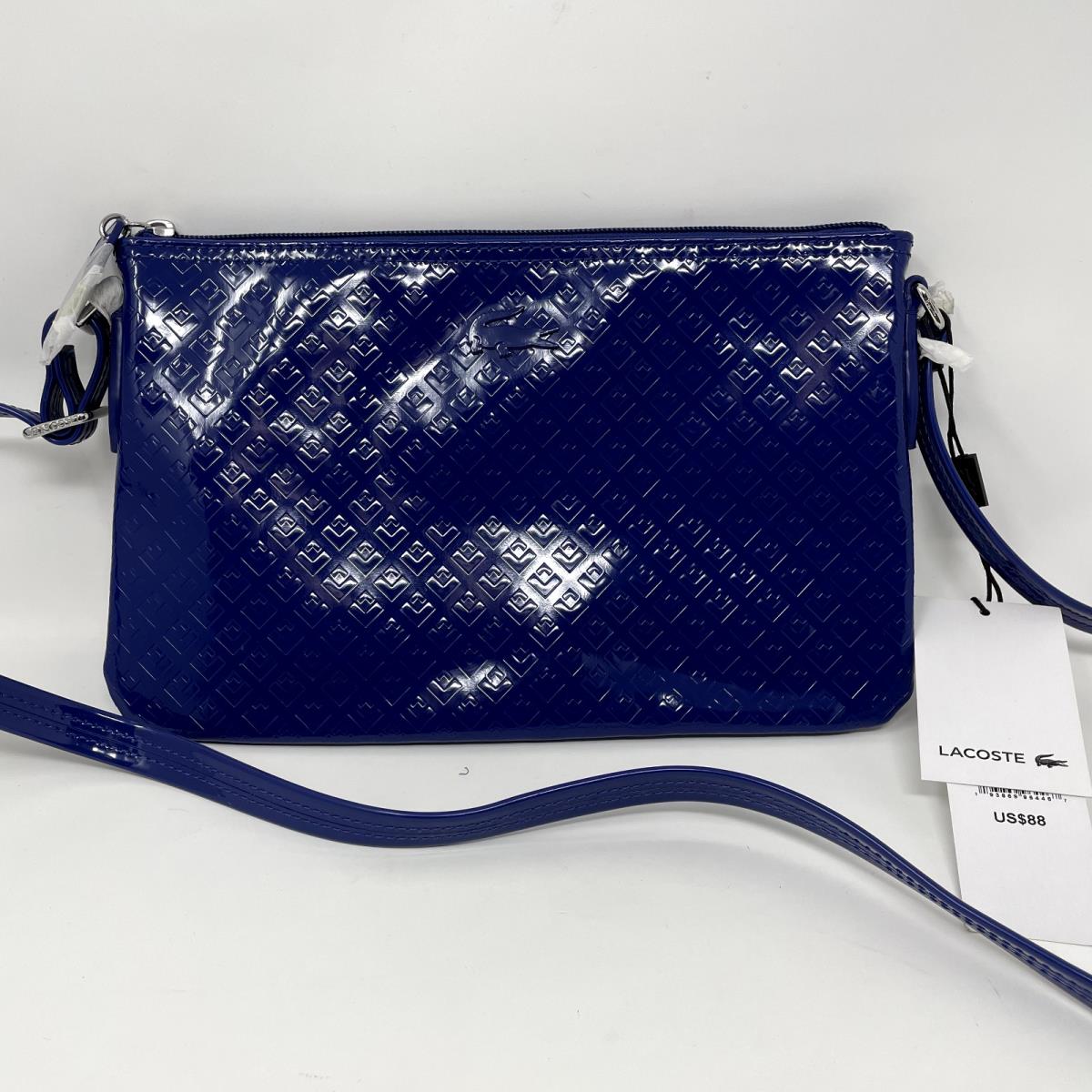 Lacoste Flat Crossover Bag 11 x7 Crossbody Blue Patent Leather