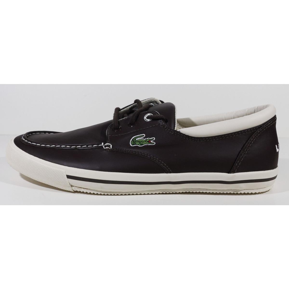 Box Mens Brown Milk Lacoste Shakespeare Tls Spm Leather Casual Shoes SZ 12