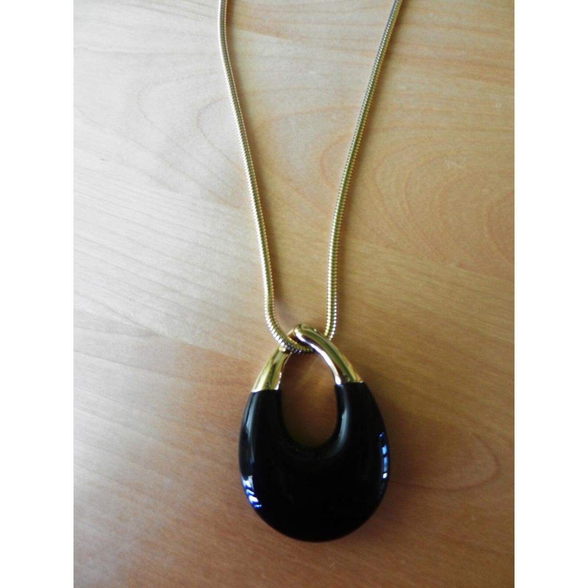 Michael Kors Goldtone/colorblocked Black Teardrop Pendant Necklace