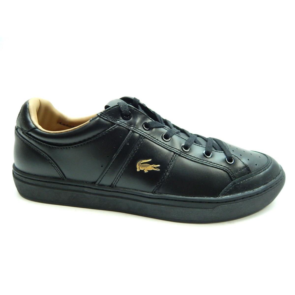 Lacoste Men`s Courtline Black Leather Shoes Size 12