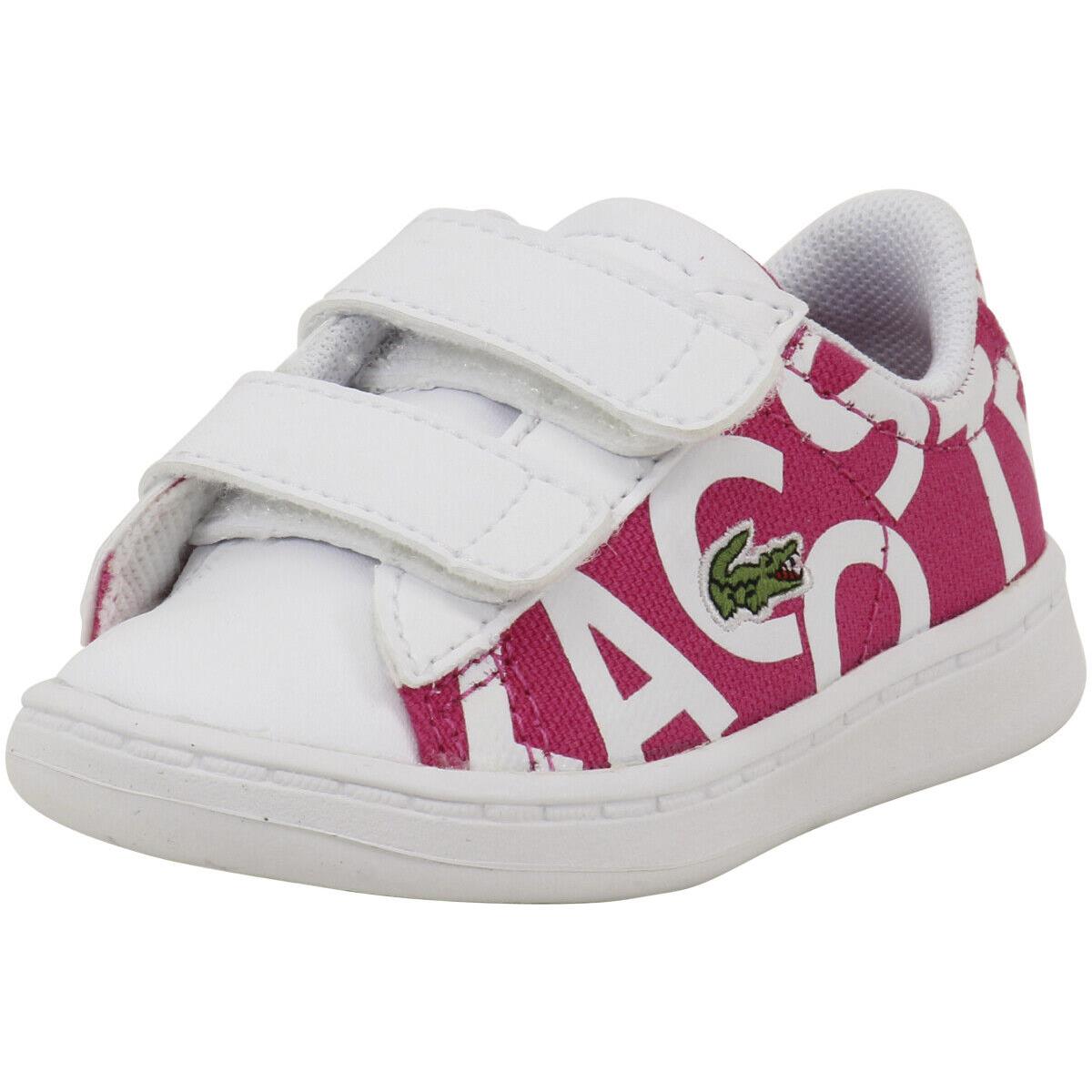 Lacoste Toddler Girl`s Carnaby Evo 117 1 Pink/white Sneakers Shoes Sz: 4T