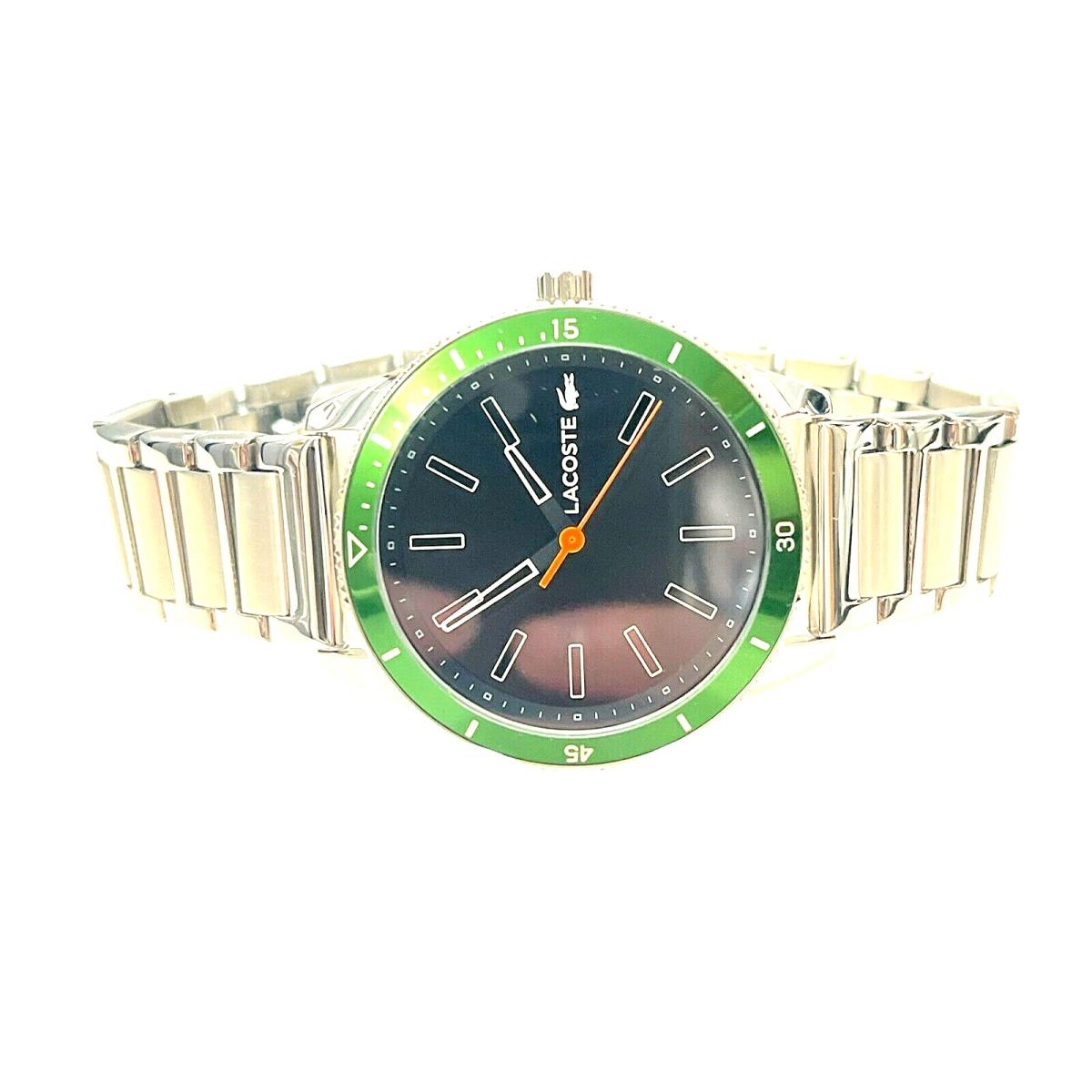 Lacoste Men`s Watch Silver SS Bracelet Green Keywest 2011009