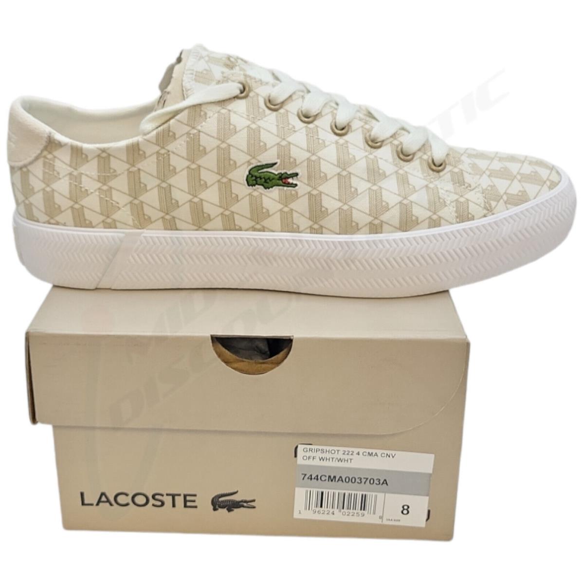 Lacoste Men`s Gripshot 222 4 Canvas Textile Crocodile Off White Sneakers Shoes 8