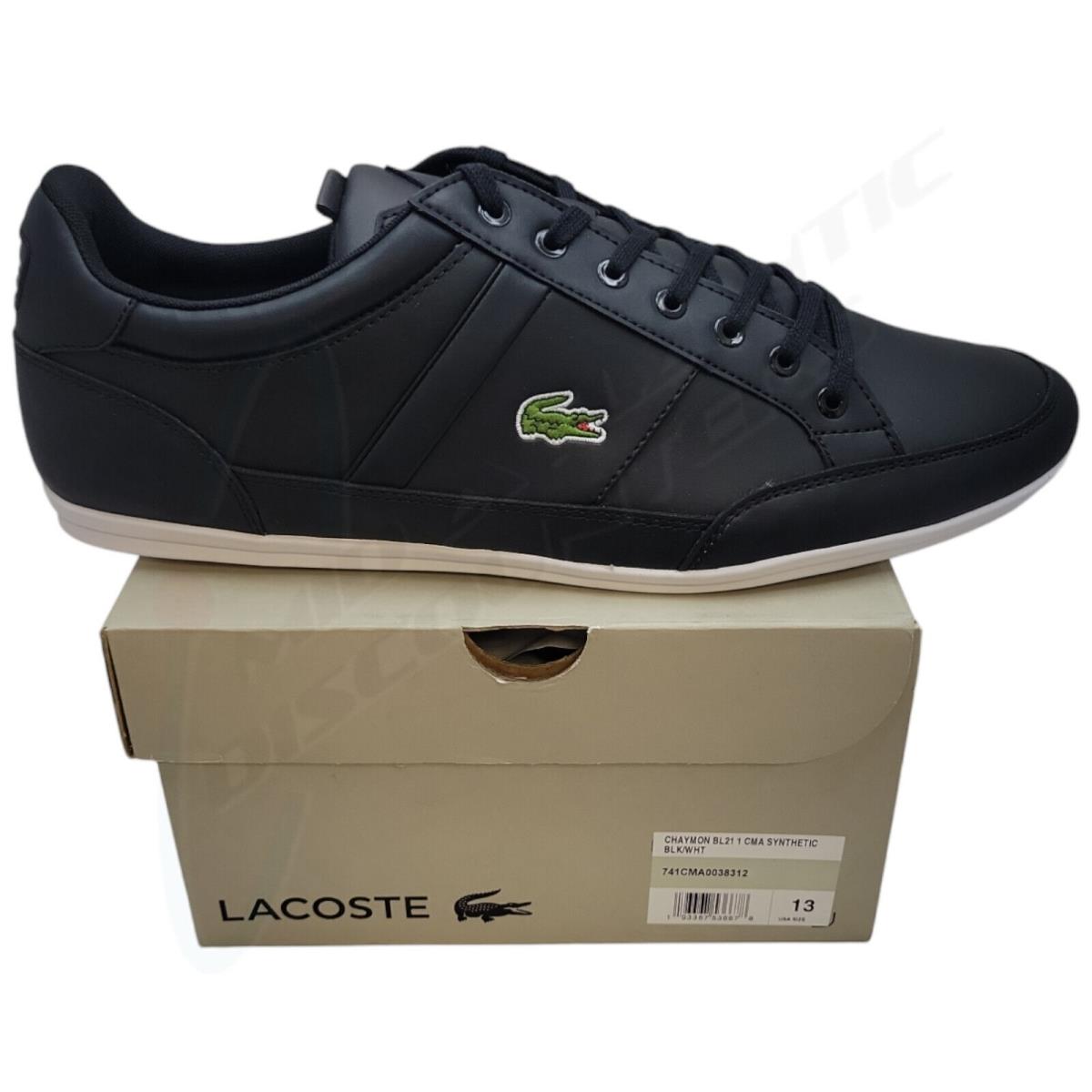 Lacoste Men`s Chaymon BL21 Black Synthetic Lifestyle Sneakers Shoes Crocodile 13