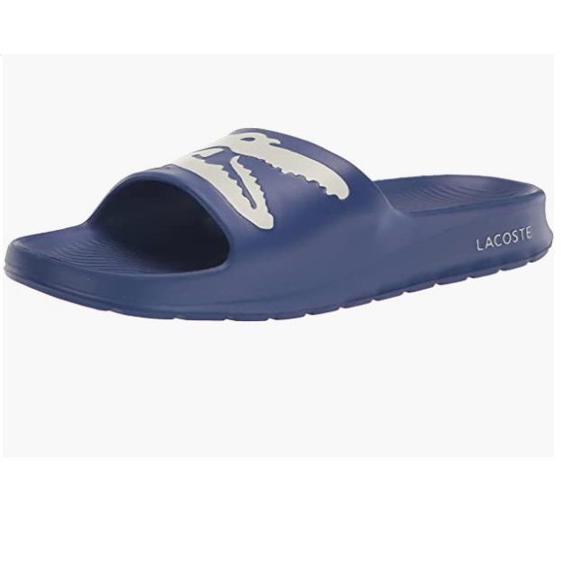 Lacoste Men`s Croco Slide Sandal Blue White Size 8