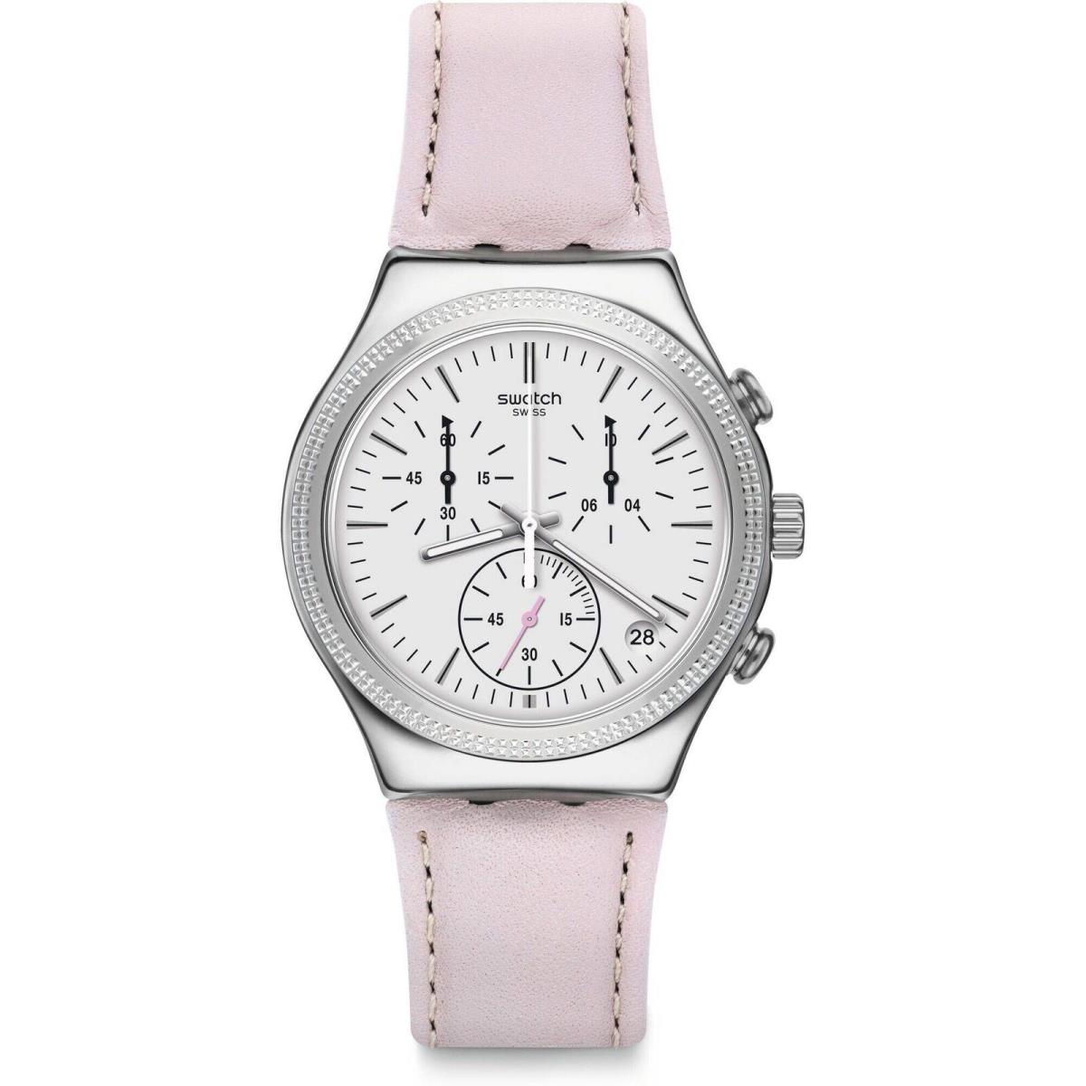 Swatch Women`s Watch Irony Sweet Madame Quartz Light Pink Leather Strap YCS599