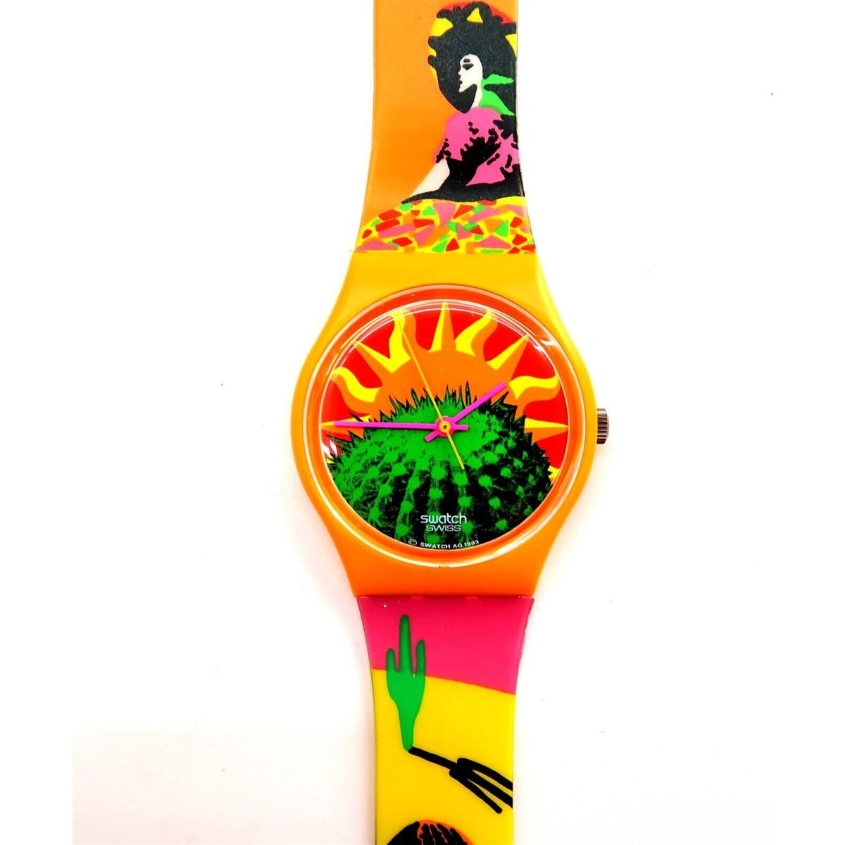 Swatch Watch Tequila GO102 with Case and Papers 1994 Nos Gents Works Great