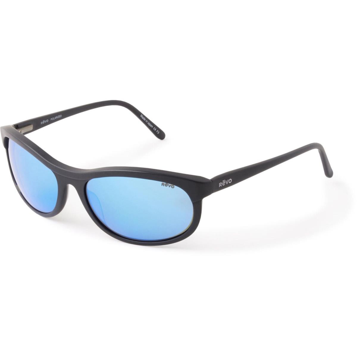 Revo Vintage Wrap Sunglasses Crystal Glass Lens - RE 1180 01H2O/MatteBlack/BlueWater