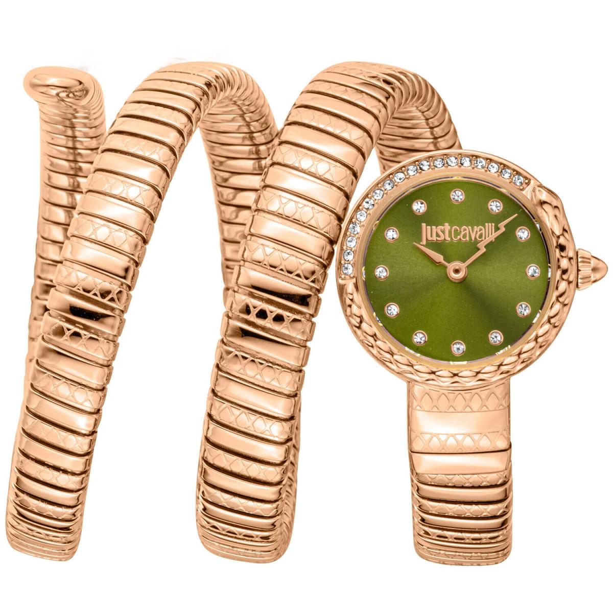 Just Cavalli Women`s Enchanting Snake Green Dial Watch - JC1L302M0045