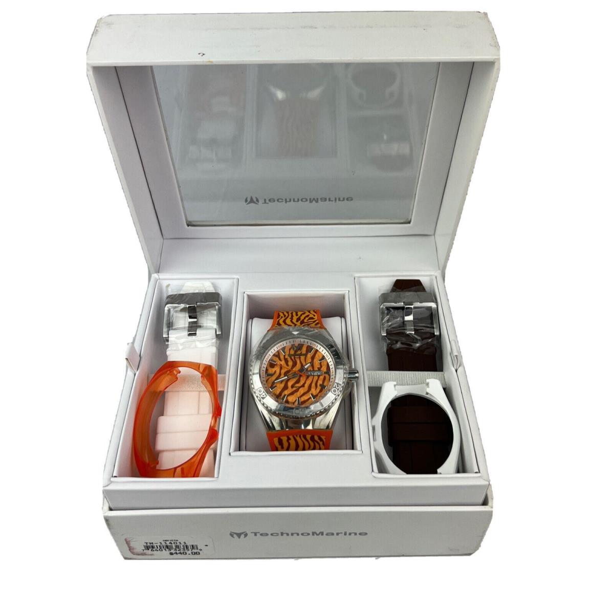 Technomarine Cruise Orange Tiger Stripes Dial Men`s Watch 114011 Gift Set