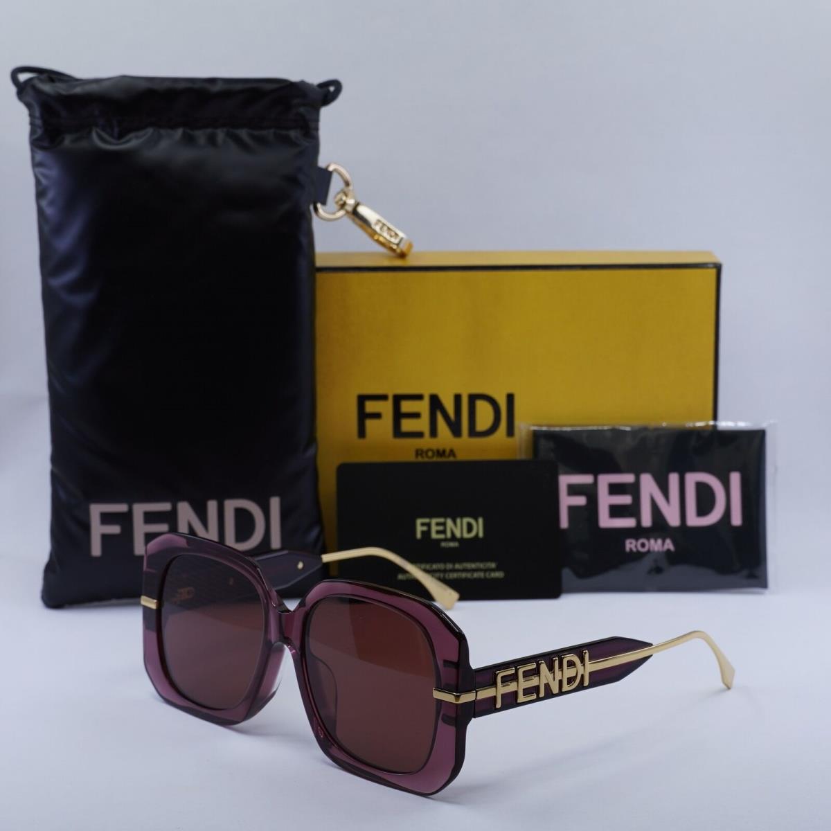 Fendi FE40065F 81S Transparent Burgundy/burgundy 56-16-140 Sunglasses