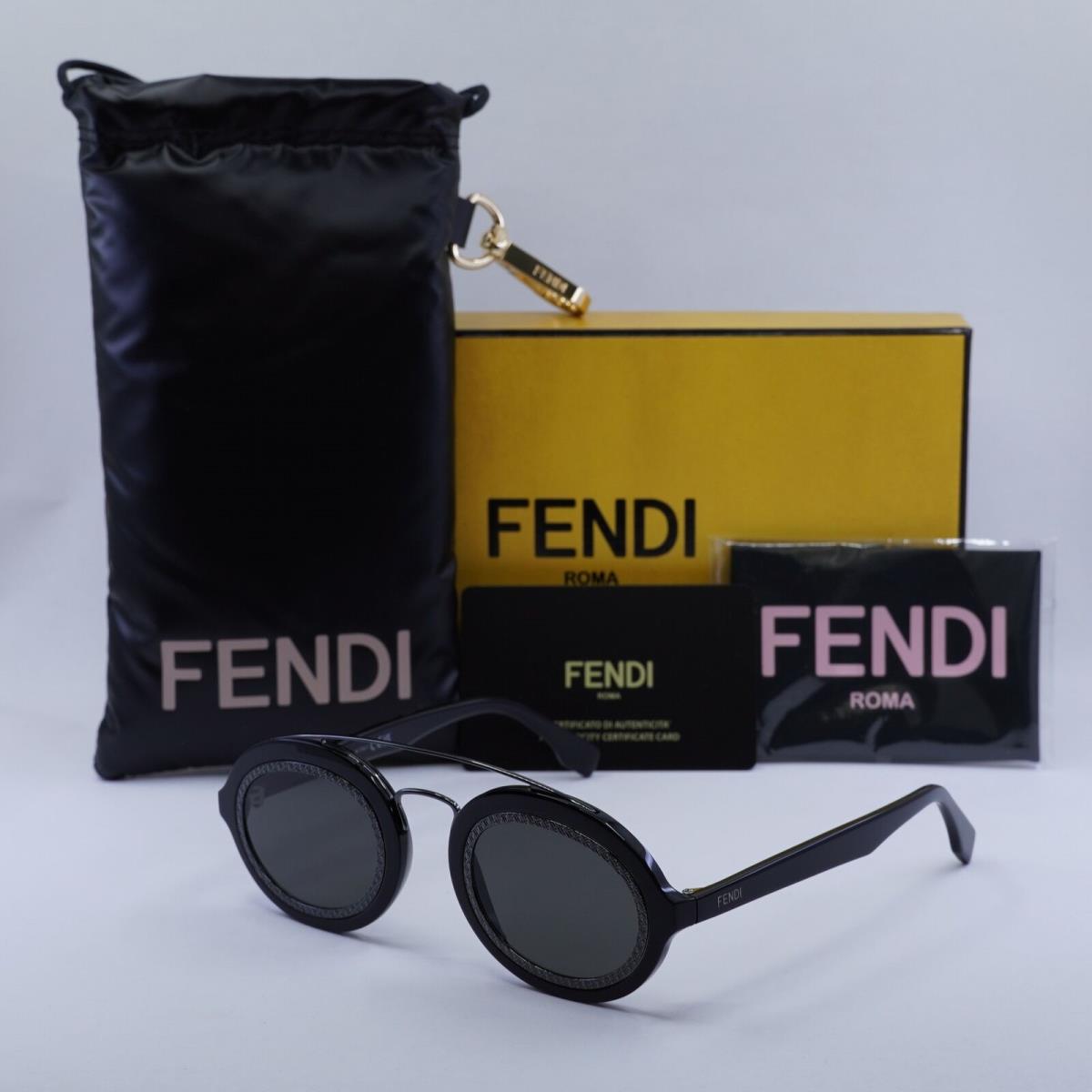 Fendi FE40094I 01A Shiny Black/smoke 52-22-140 Sunglasses