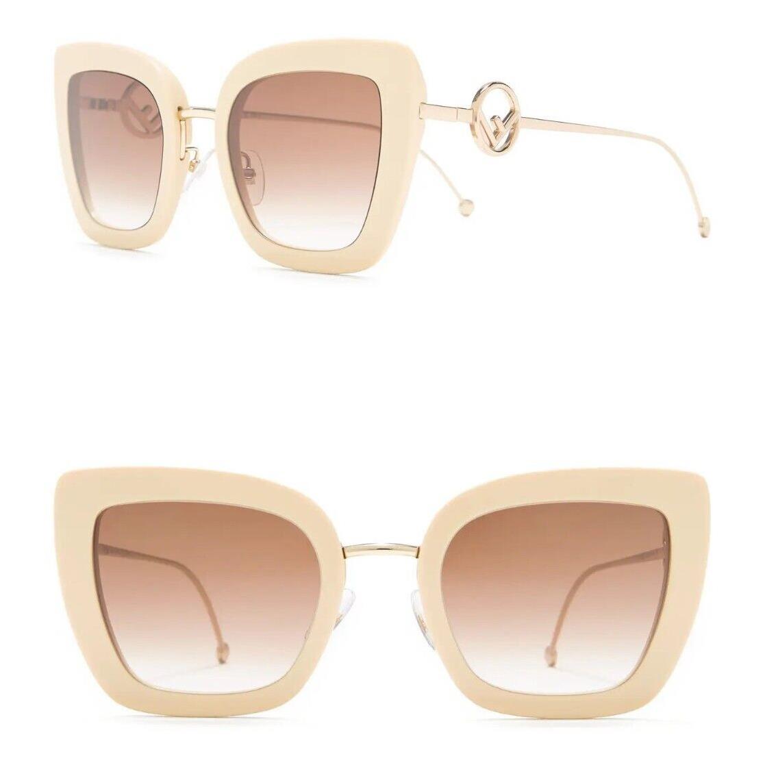 Fendi FF0408/S 51mm Oversized Square Sunglasses Ivory / Brown Gradient - Italy