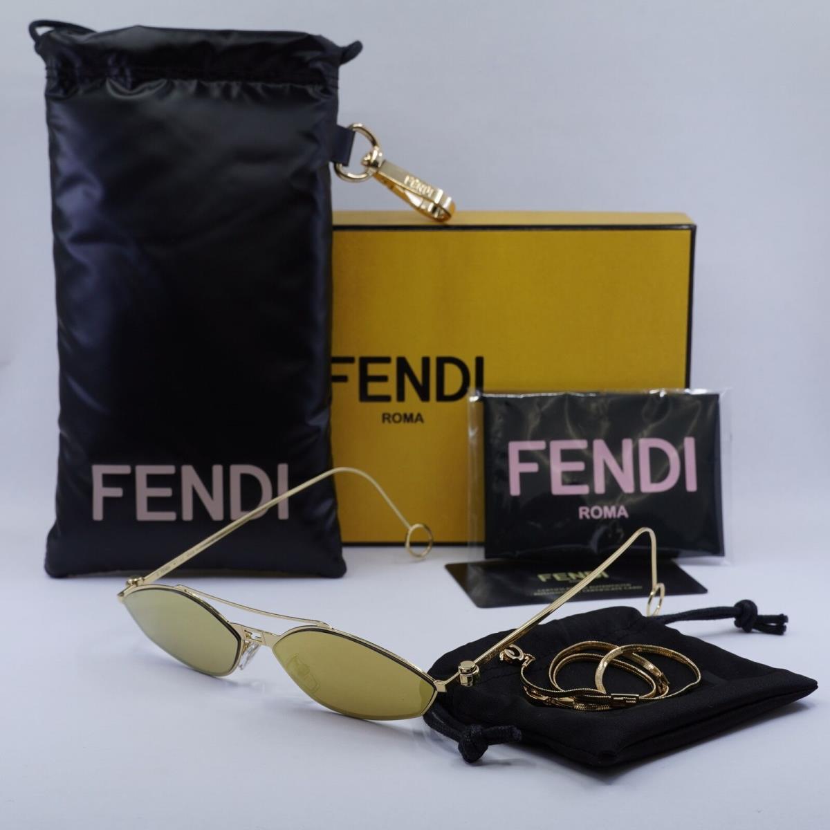 Fendi FE40114U-Y 30G Gold with Golden Chain/brown with Gold Mirror 57-14-155