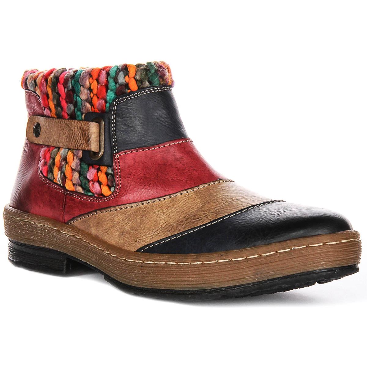 Rieker Casual Riricon Short Fur Buckle Ankle Womens Boots Multi Colour US 8.5