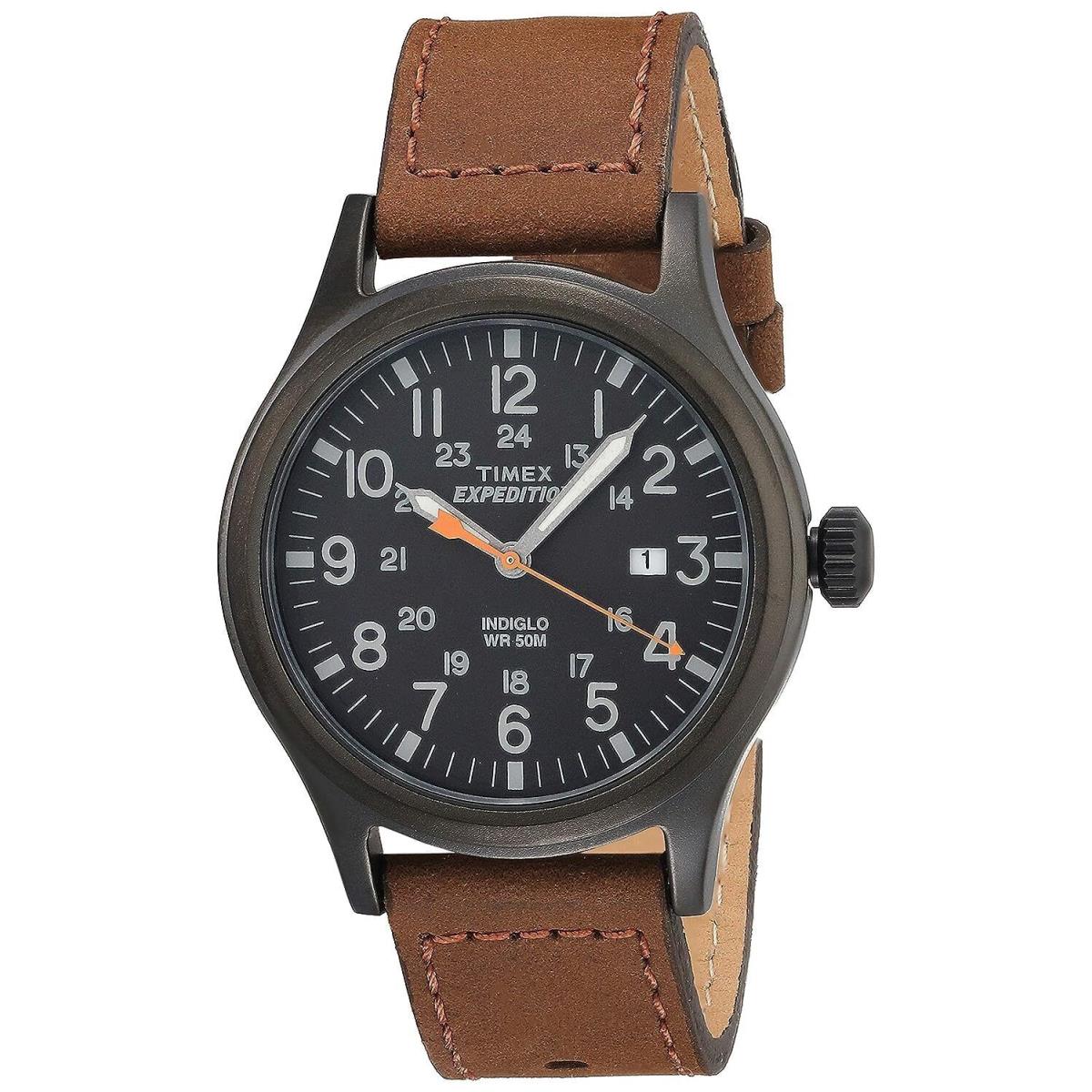 Timex Men`s Watch Expedition Scout 40mm Brown Black Leather Strap Superb