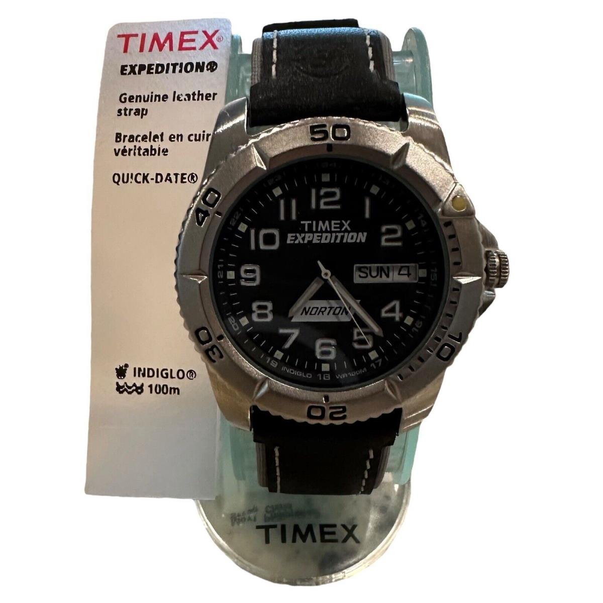 Timex Men`s Expedition Norton Leather Strap Indiglo 100m