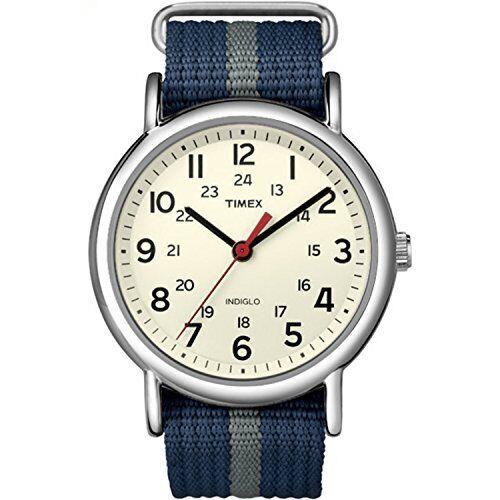 Timex Unisex T2N654 Weekender 38mm Blue/gray Stripe Nylon Slip-thru Strap Watch