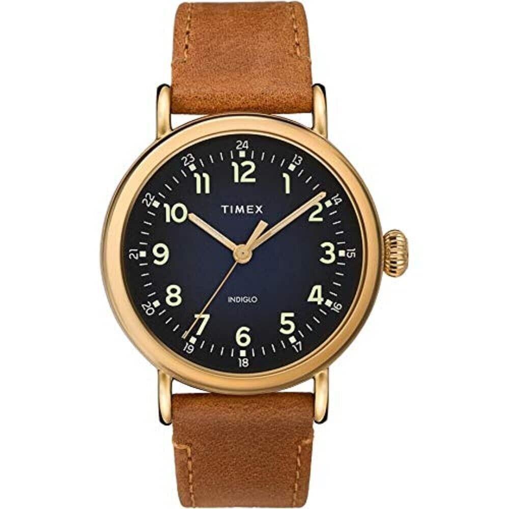 Timex TW2T20000 Men`s Quartz Watch Analog 40mm Case Brown Leather Strap