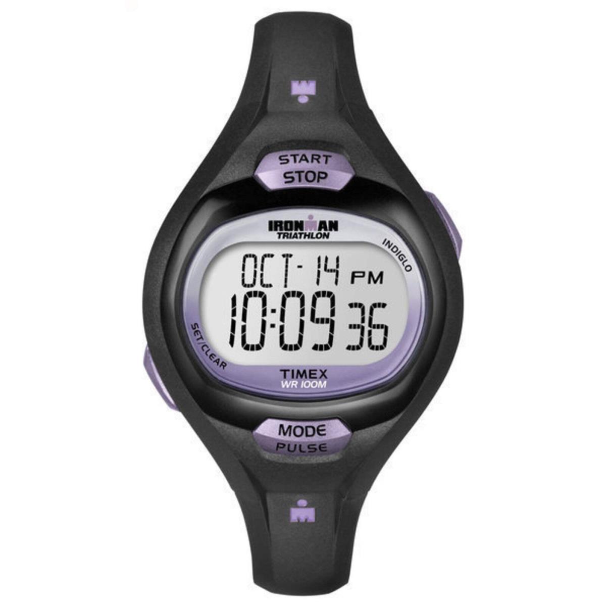 Timex Women`s T5K187 Ironman Pulse Calculator Black/purple Resin Strap Watch