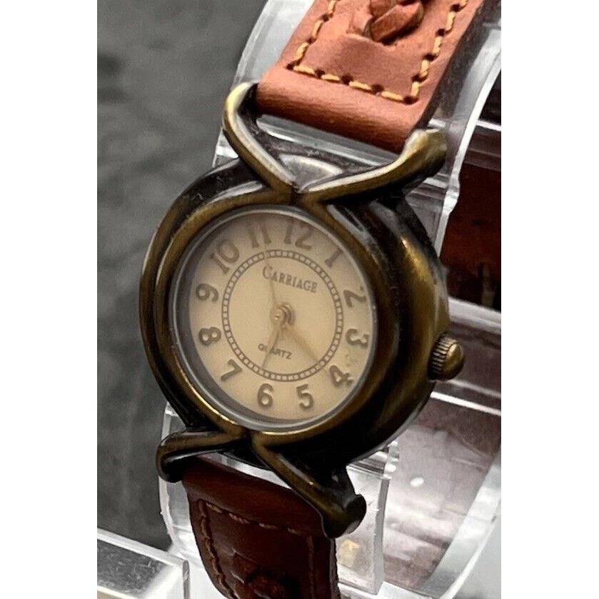 Vintage 1993 Timex Carriage Women s 28mm Quartz Watch Bronze Case Leather