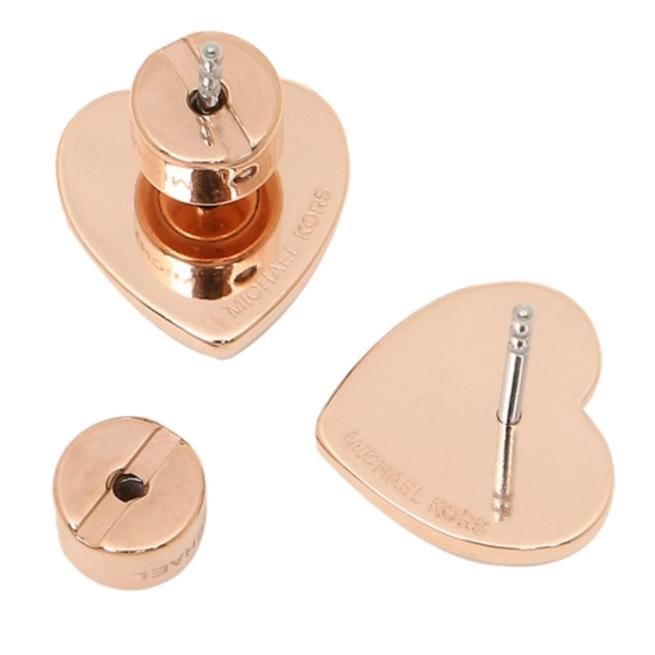 Michael Kors Womens Rose Gold Blush Acetate Heart Earrings Studs MKJ6704791 +box