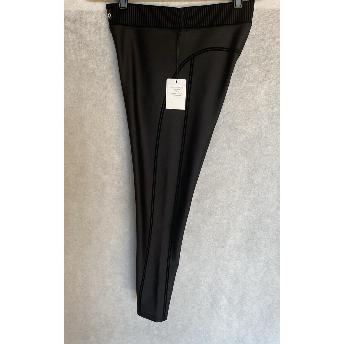 Alo Size L Airlift High Waist 7/8 Line Up Black Legging Velvet Accents