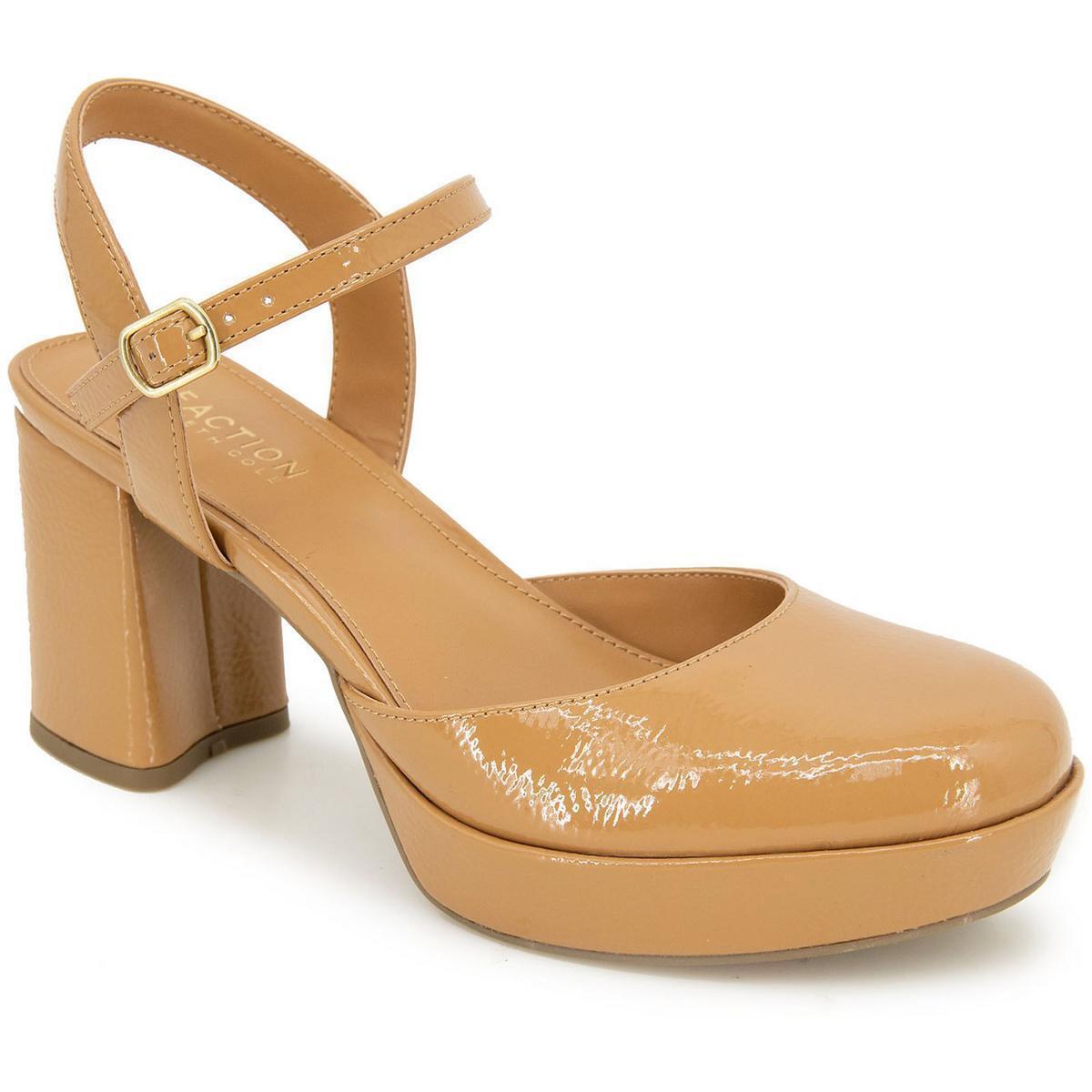 Kenneth Cole Reaction Womens Patent Ankle Strap Slingback Heels Shoes Bhfo 6871 Camel Patent