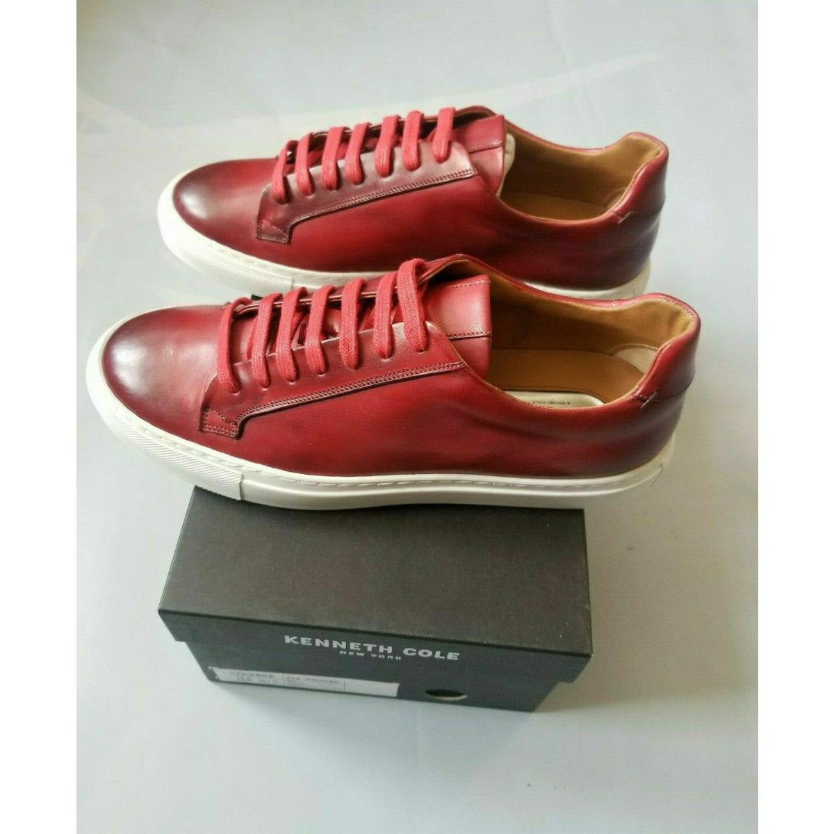 Kenneth Cole York Zail Full Lace UP Red Sneakers Made IN Italy