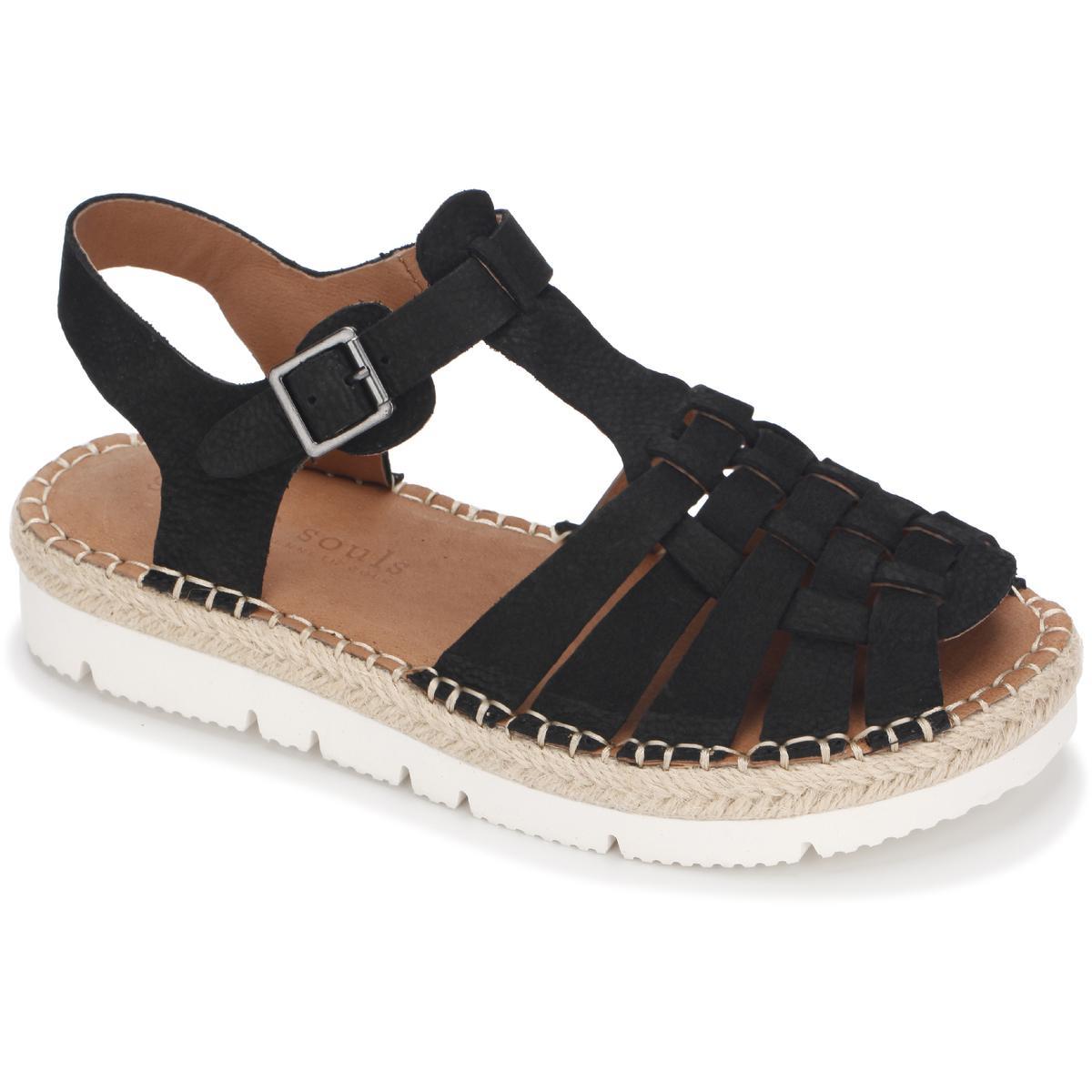 Gentle Souls by Kenneth Cole Womens Lizzy Flat T-strap Sandals Shoes Bhfo 1006 Black