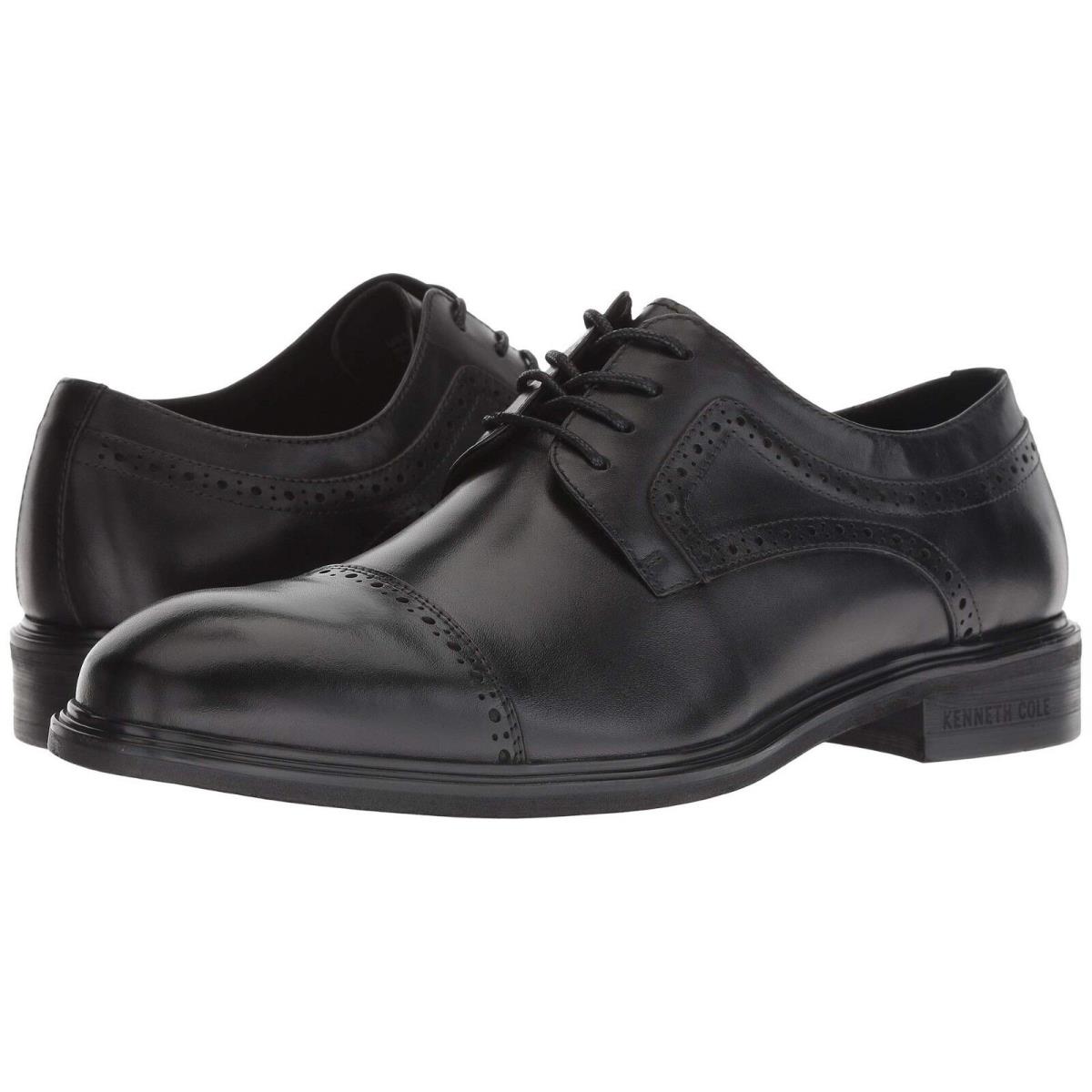 Men`s Shoes Kenneth Cole Davis Leather Lace-up Cap Toe Oxfords KMH8117LE Black