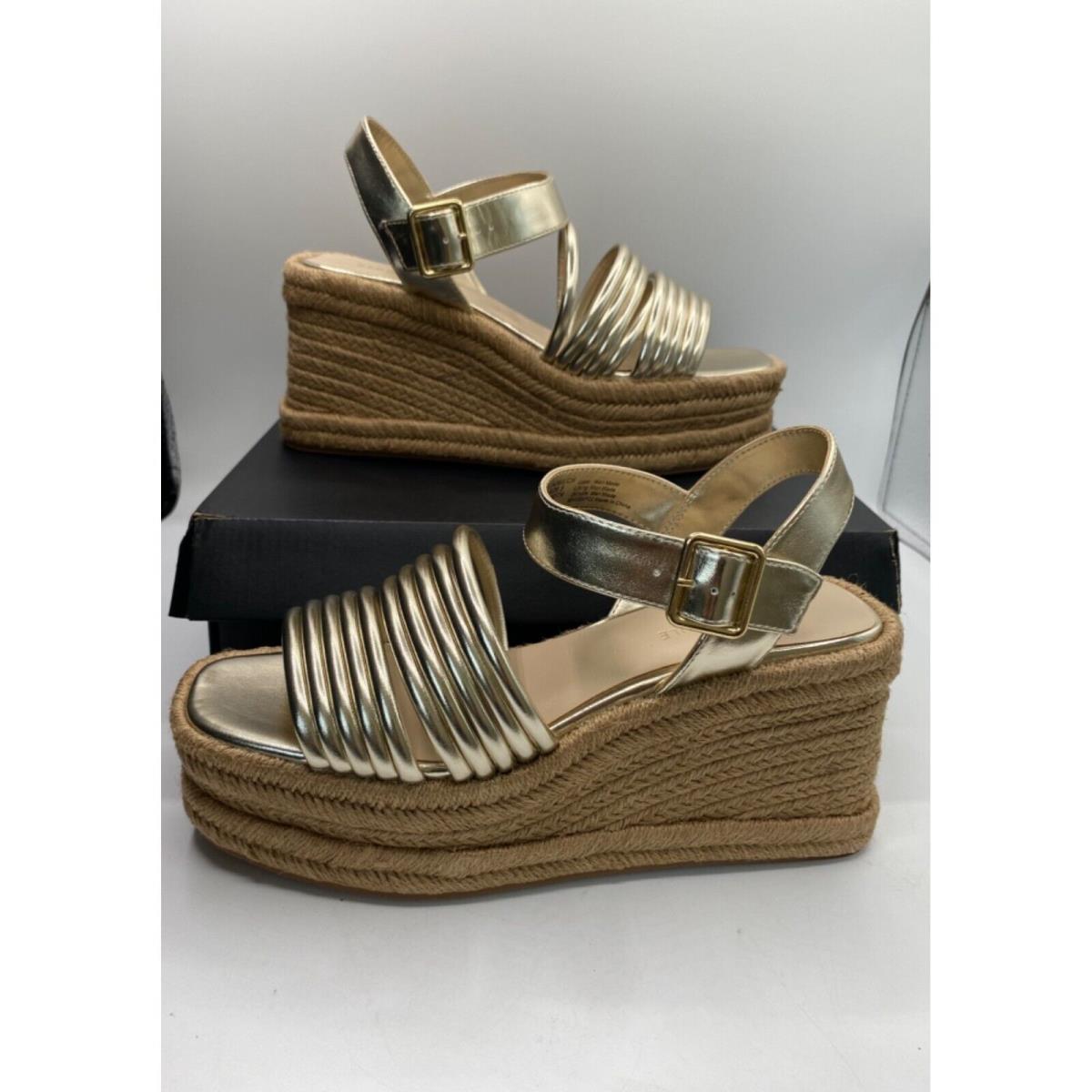 Kenneth Cole New York Shelby Light Gold Women Wedge Espadrille Shoes Size 9M