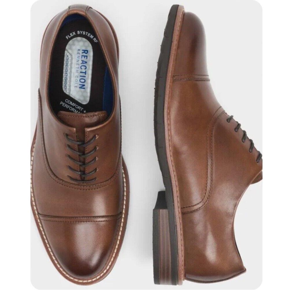 Men`s Kenneth Cole Reaction Klay Flex Lace Up Size 10 Cognac