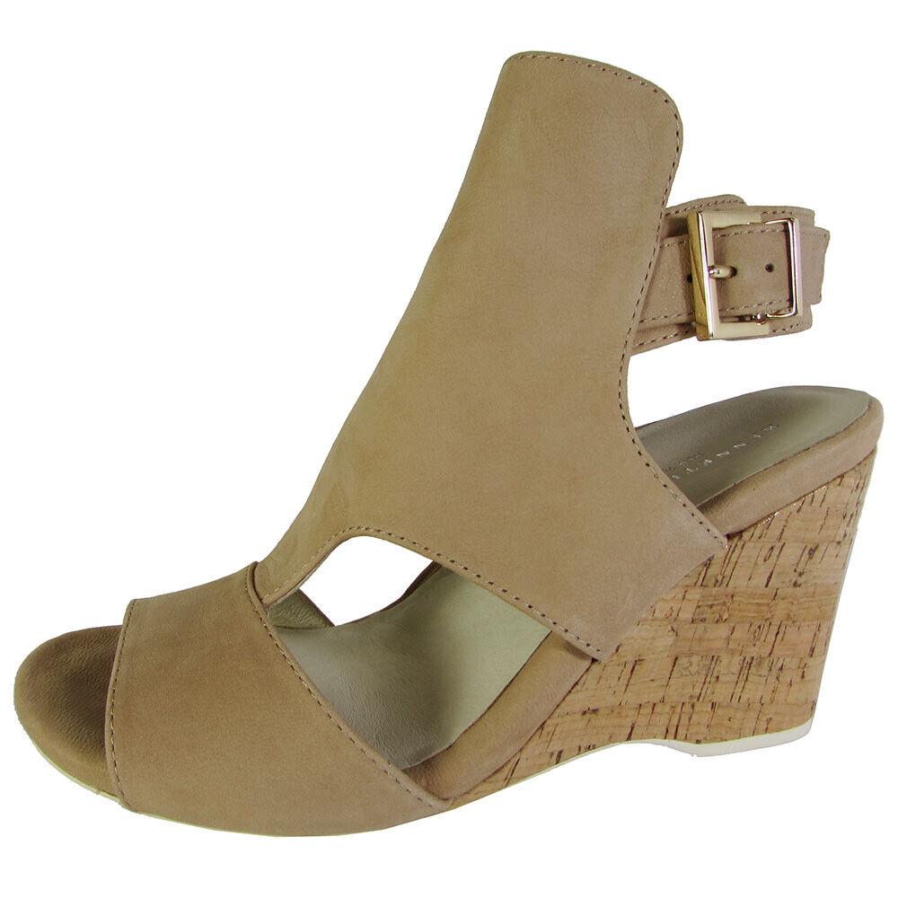 Kenneth Cole New York Womens Issac Nubuck Wedge Sandal Shoes Sand US 8.5