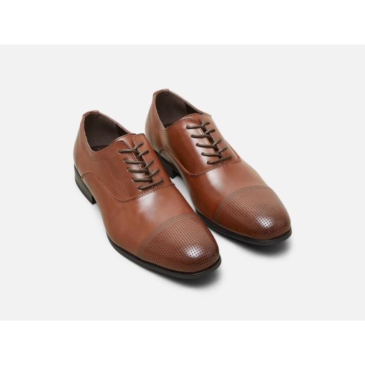 Kenneth Cole Mens Leather Size 12 US Dark Cognac Oxford Shoes