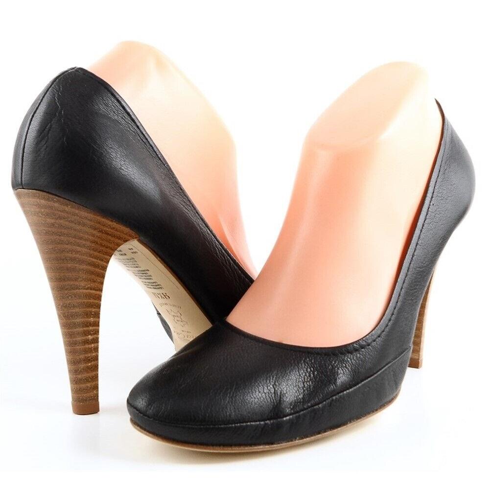 Kenneth Cole Kid Around Black Leather Designer Stacked Heel Pumps 8 Eur 39