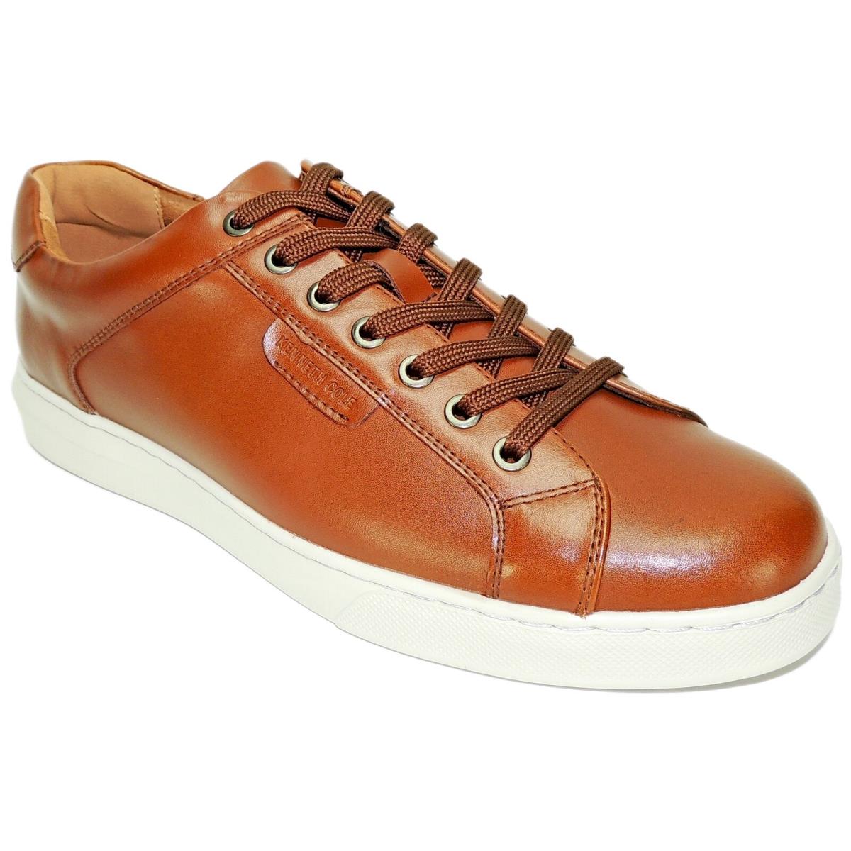 Kenneth Cole York Men`s Liam Sneakers Cognac Leather Size 9 M