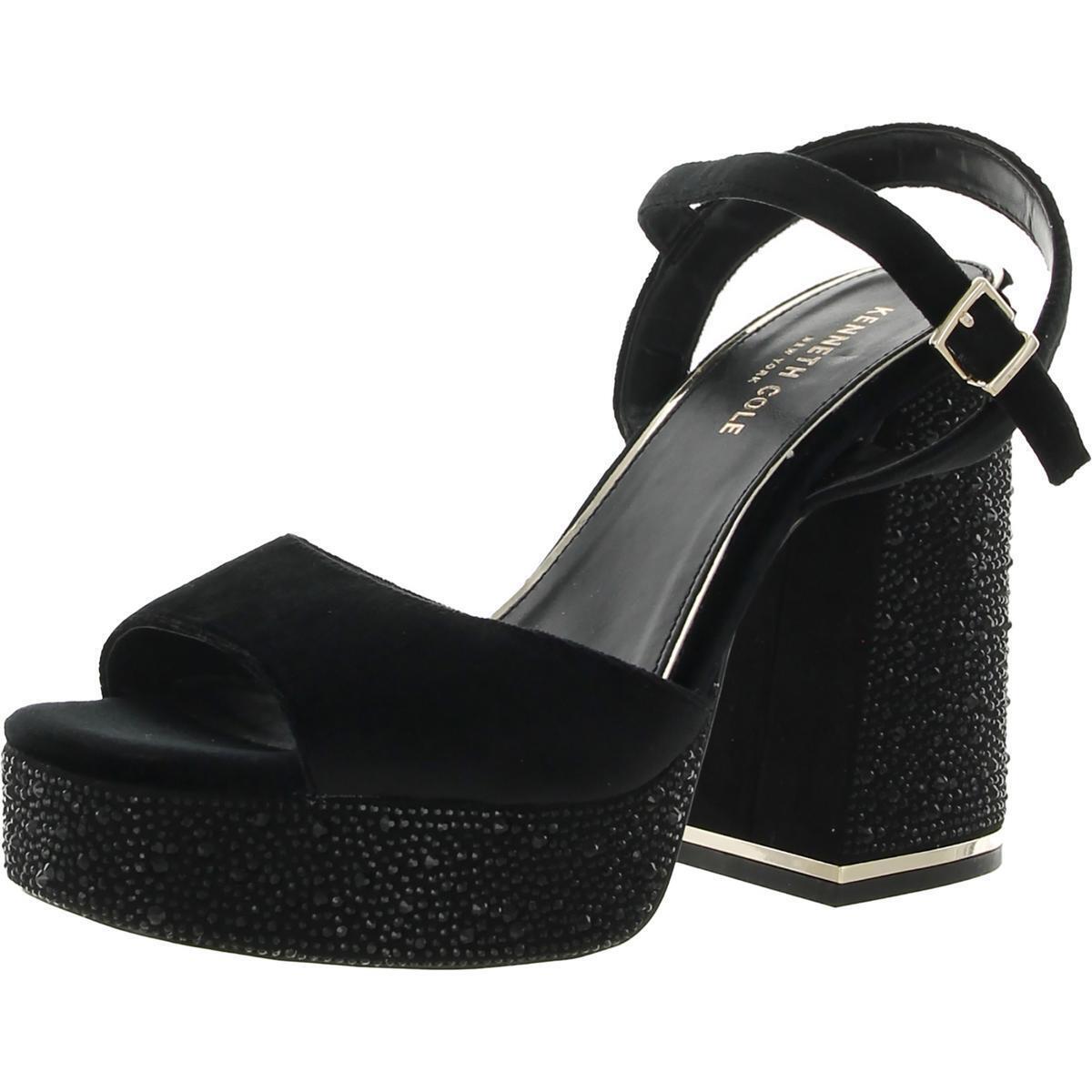 Kenneth Cole New York Womens Dolly Crystal Black Heels 10 Medium B M Bhfo 3313