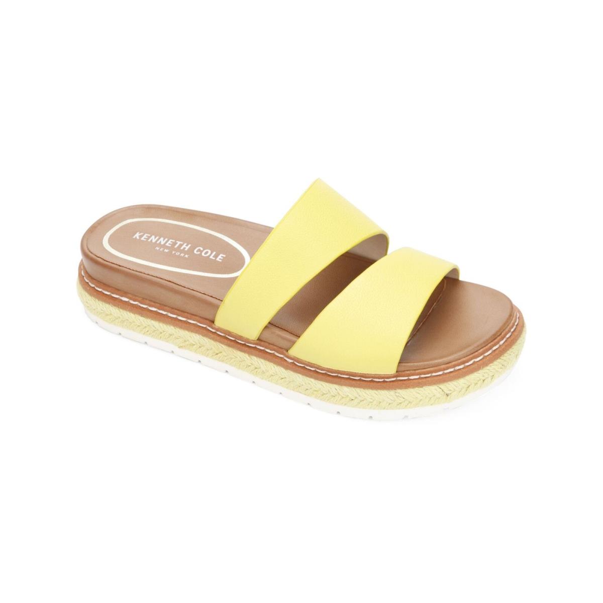 Kenneth Cole New York Womens Yellow 1 Platform Laney Wedge Slip On Sandals 7 M