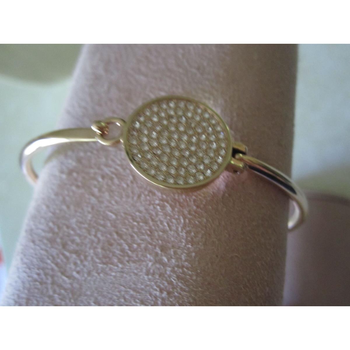 Michael Kors Rose Gold Tone Pave Disc Bangle Bracelet-$115