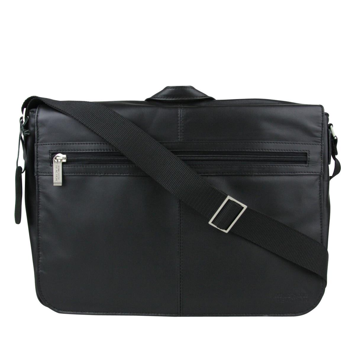 Kenneth Cole Men`s Mess Ing In Action Reaction Black Leather Messenger Bag