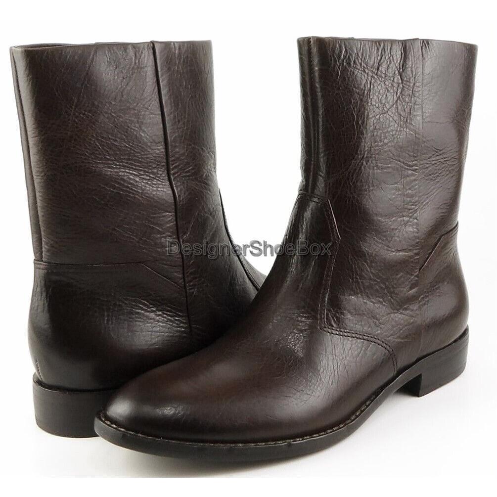 Kenneth Cole Stone Dark Brown Leather Designer Casual Ankle Pull On Boots 7.5