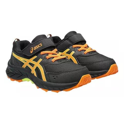 Asics Venture 9 1014A277-002 Sneakers Kids 1.5 Black Orange Running Shoes EEE733